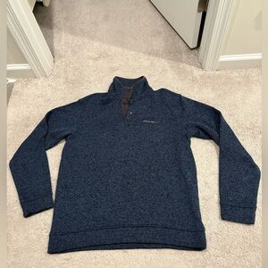 Eddie Bauer Men's Blue Button-up Pullover Sweater